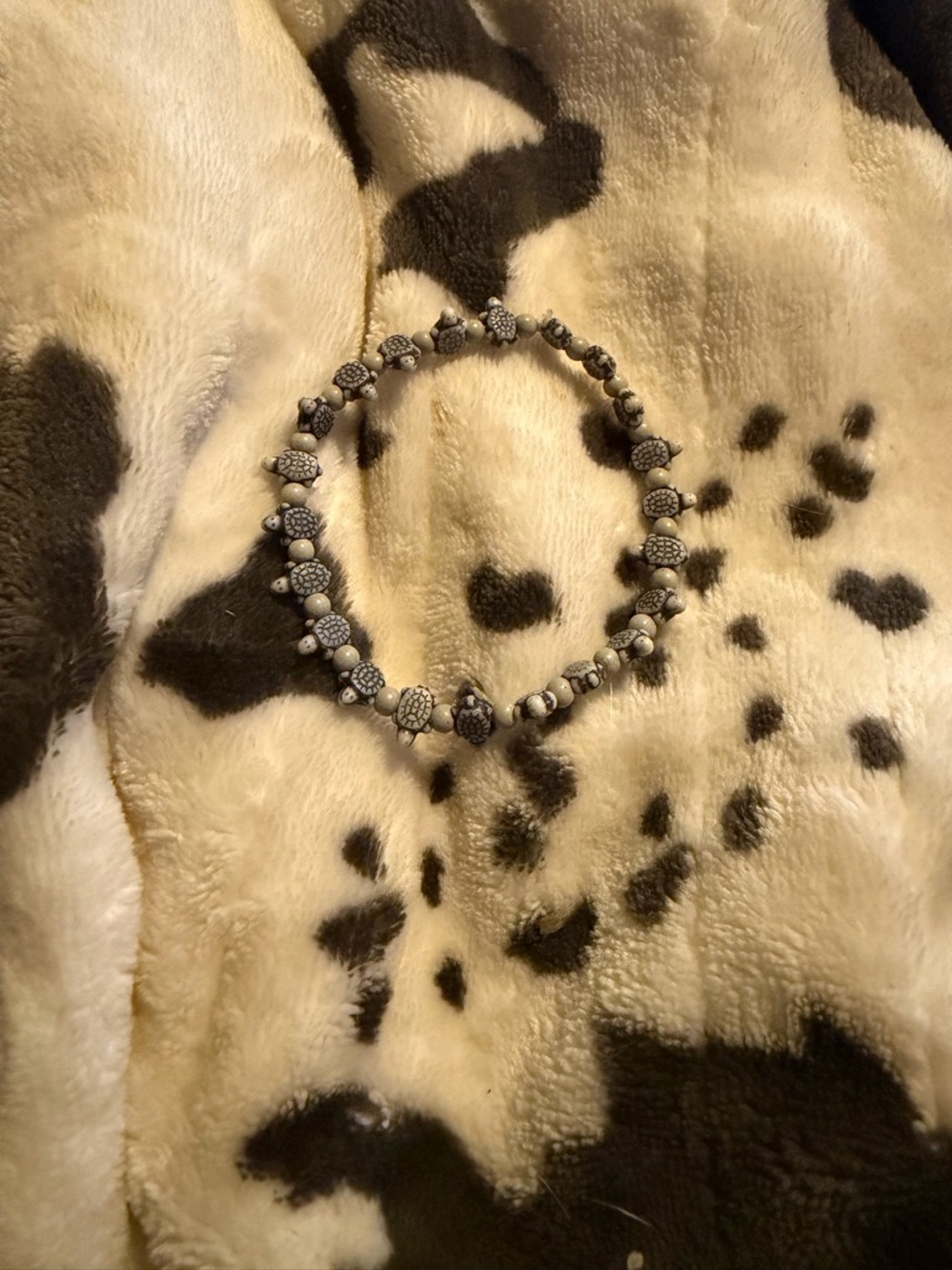 Silver Turtle Beaded Stretch Bracelet